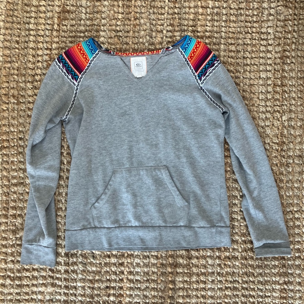 Girls Rip Curl Grey and Patterned Pullover